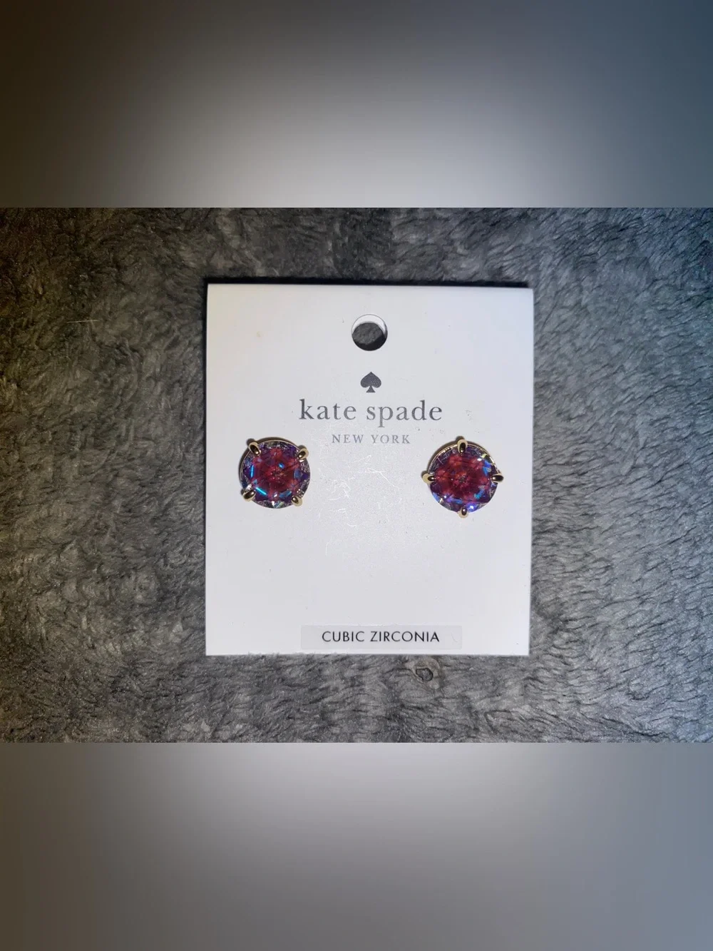 BNWT Kate Spade New York Iridescent Amethyst CZ Stud Earrings